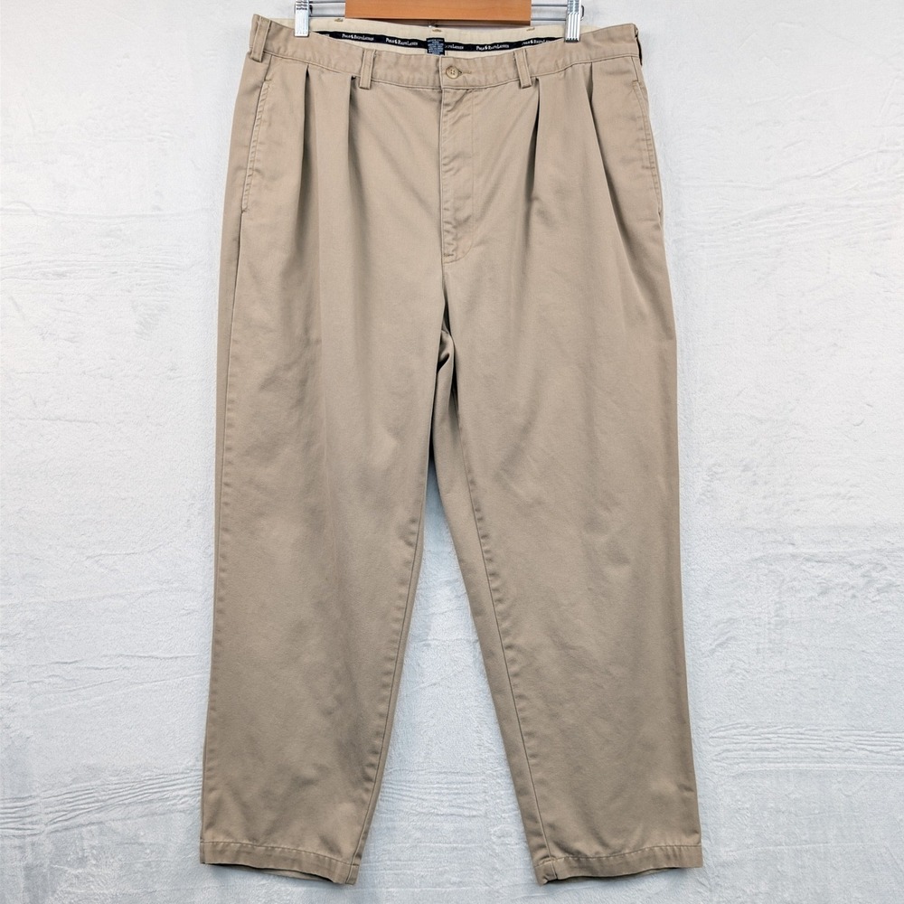 VTG Polo Ralph Lauren Pants Men's 40x30 Khaki Andrew Pant Pleated Relaxed 90s